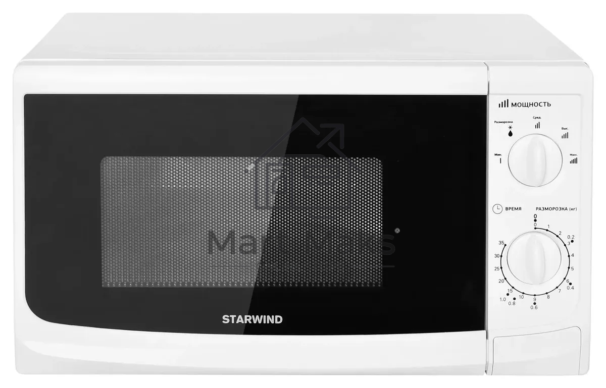 Микроволновая печь Starwind SWM5620 белый, 20 л, 700 Вт, переключатели - поворотный механизм