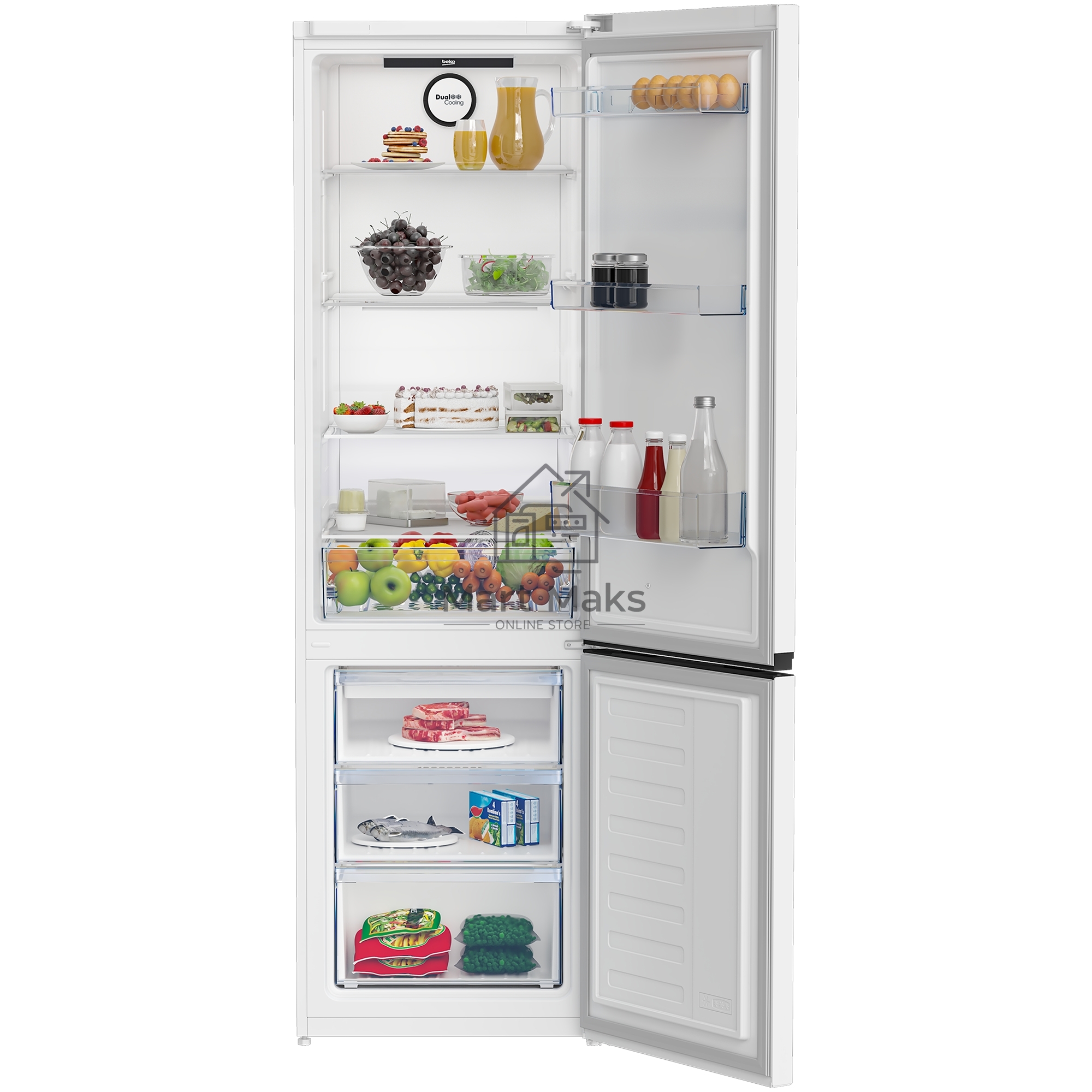 Холодильник Beko B3R0CNK402HW белый двухкамерный 257/100л морозилка снизу, No Frost