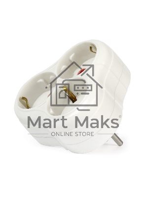 Тройник Smartbuy (SBE-16-A01-3z) 3 гнезда с заземлением круглый белый 16А 250В