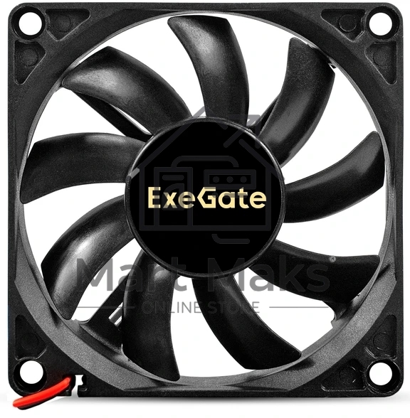Вентилятор корпусной ExeGate EX08015S2P, 80 мм, 2000 об/мин, 20 дБ, 2-pin, без подсветки