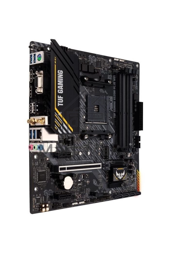 Материнская плата ASUS TUF GAMING A520M-PLUS WIFI, AM4, AMD A520, 4xDDR4, 4xSATA, 1xM.2, 1xPCIe 3.0 x16, 2xPCIe x1, 1xVGA, 1xHDMI, 1xDP, 1x 1Gb LAN, 2xUSB-A 3.2 Gen 1, 2xUSB-A 2.0, 3x3.5 мм, 7.1, mATX