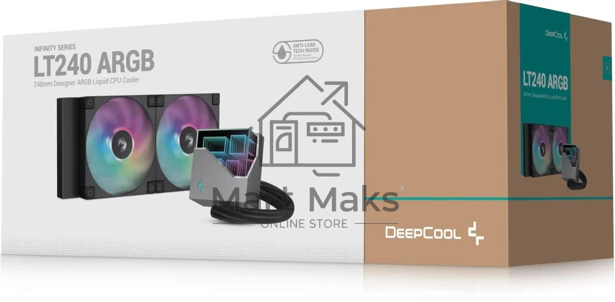Система жидкостного охлаждения DEEPCOOL LT240 ARGB черный, 120 мм, алюминий/медь, 2400 об/мин, 38.71 дБ, 4 pin, 280 Вт