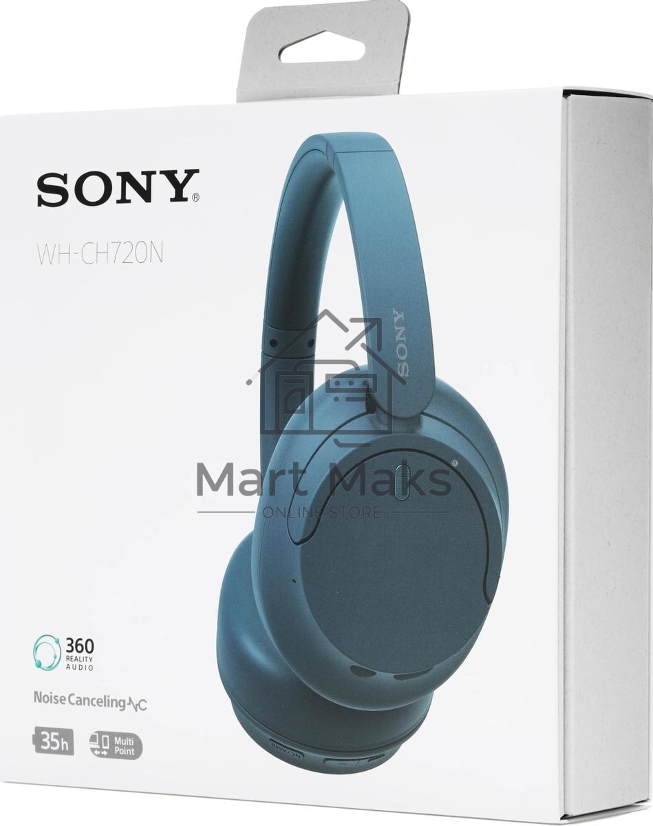 Наушники Sony WH-CH720N, Bluetooth/3.5 мм, накладные, синий
