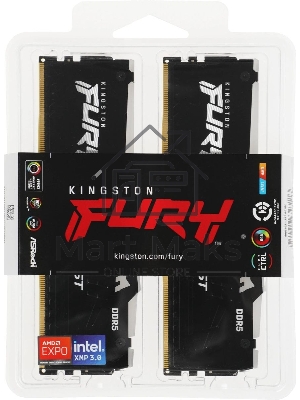 Оперативная память Kingston Fury Beast, DDR5, 32Gb (2x16 Gb), 6400 MHz, CL32, радиатор, RGB, черный