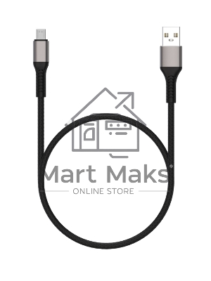 Дата-кабель Maxvi MC-21M USB-MicroUSB 2.4А, 1м, black-grey
