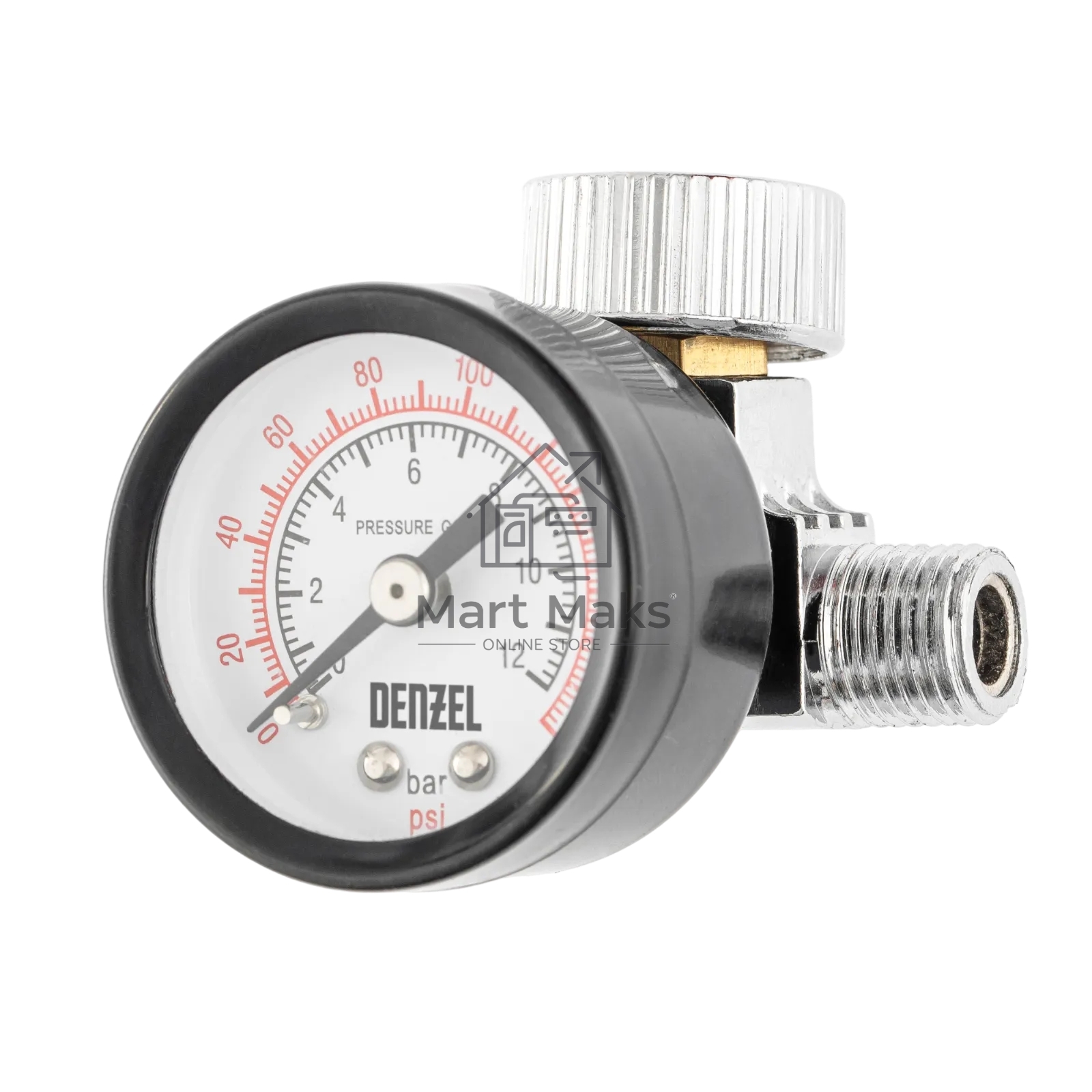 Регулятор давления с манометром Denzel для краскораспылителя K1500, 12 бар, 1/4
