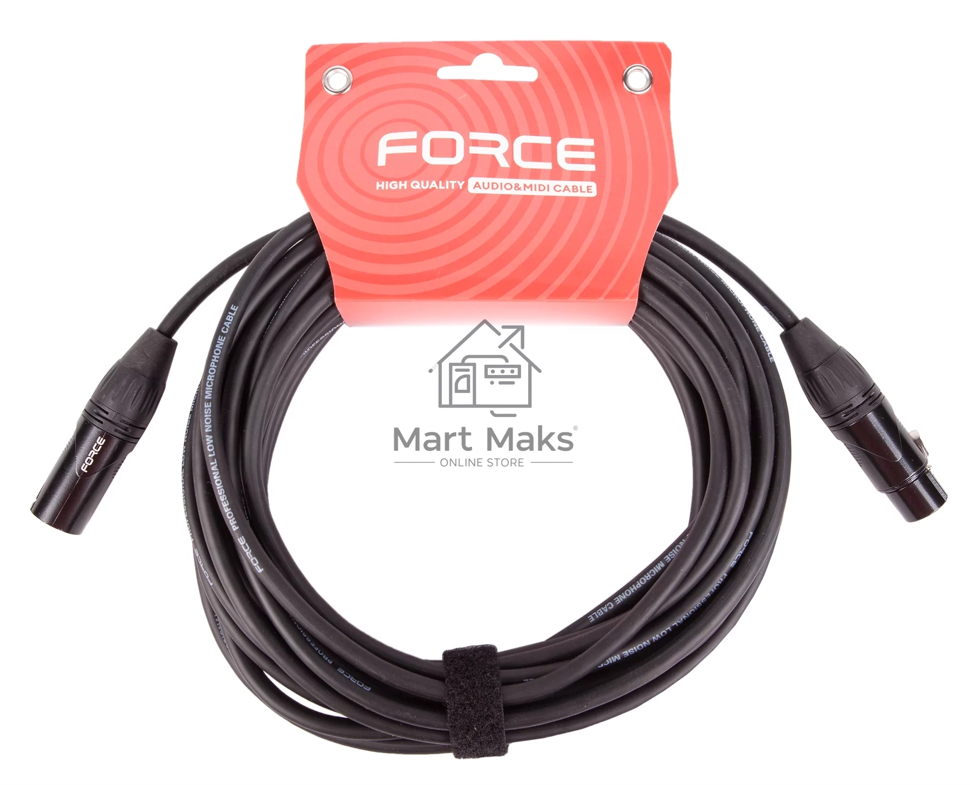 Кабель микрофонный FORCE FMC-06/9XLR (M) - XLR (F), высококачественный балансный, малошумящий с проводниками из безкислородной меди OFC, диаметр 6 мм, черные профессиональные металлические разъемы, длина 9 м, цвет черный