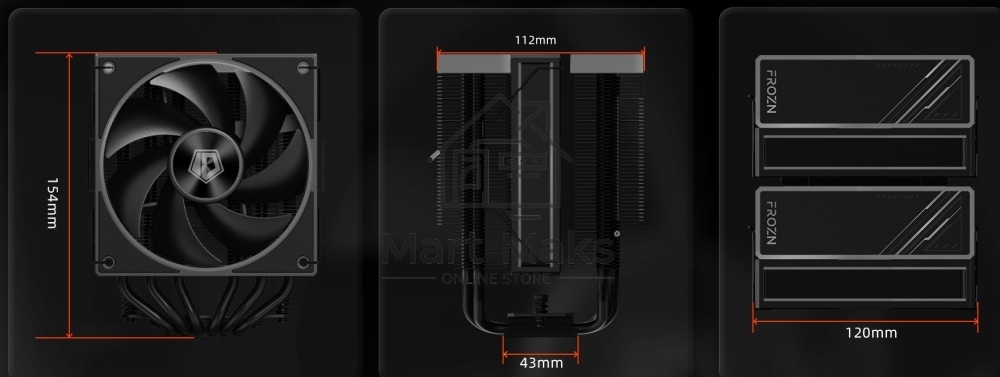 Устройство охлаждения(кулер) ID-Cooling Frozn A620 ARGB черный 120мм алюминий+медь 2000rpm 30db 4-pin 270W 154мм