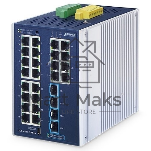 Коммутатор Planet IGS-4215-24T4X Industrial L2+ 24-Port 10/100/1000T + 4-Port 10G SFP+ Managed Ethernet Switch
