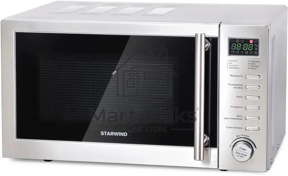 Микроволновая печь Starwind SMW5220 нержавеющая сталь, 20 л, 700 Вт, переключатели - поворотный механизм/кнопки