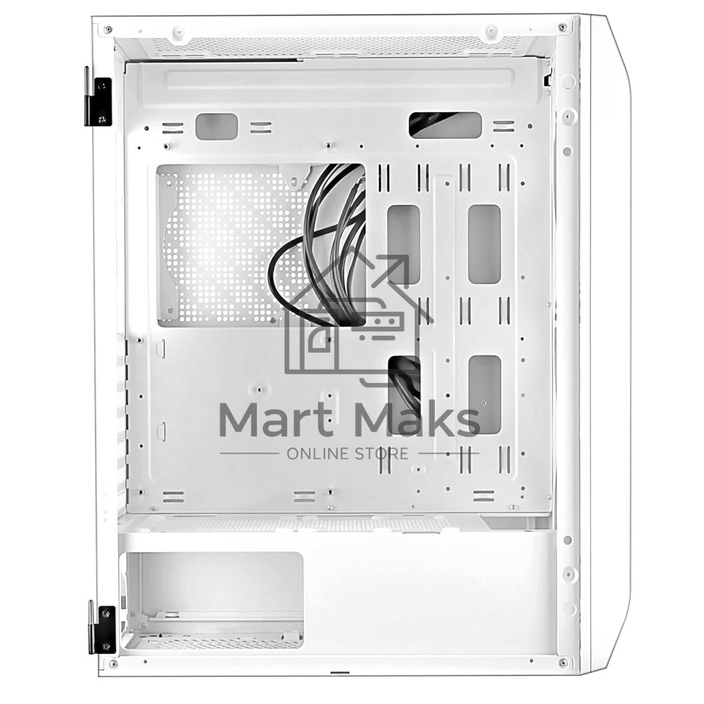 Компьютерный корпус Ginzzu GL 185 белый боковая дверца закаленное стекло на петлях на магнитах