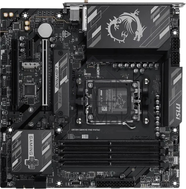 Материнская плата MSI B850M GAMING WIFI6E, AM5, AMD B850, 2xDDR5, 4xSATA, 2xM.2 (PCIe 5.0/4.0), 1xPCIe 4.0 x16, 1xPCIe x1, 1xHDMI, 1xDP, 1x2.5Gb LAN, Wi-Fi 6E, Bluetooth 5.3, 1xUSB-C 10Gbps, 3xUSB-A 10Gbps, 3xUSB-A 5Gbps, 2xUSB-A 2.0, 3x3.5 мм, 7.1, чёрный/серебристый, mATX