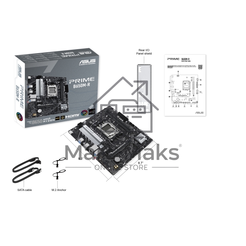 Материнская плата ASUS PRIME B650M-R, Socket AM5, AMD B650, 2xDDR5, 4xSATA, 2xM.2, 1xPCIe 4.0 x16, 1xPCIe x1, 1xHDMI, 1x 2.5Gb LAN, 2xUSB-A 3.2 Gen 1, 4xUSB-A 2.0, 3x3.5 мм, 7.1, mATX