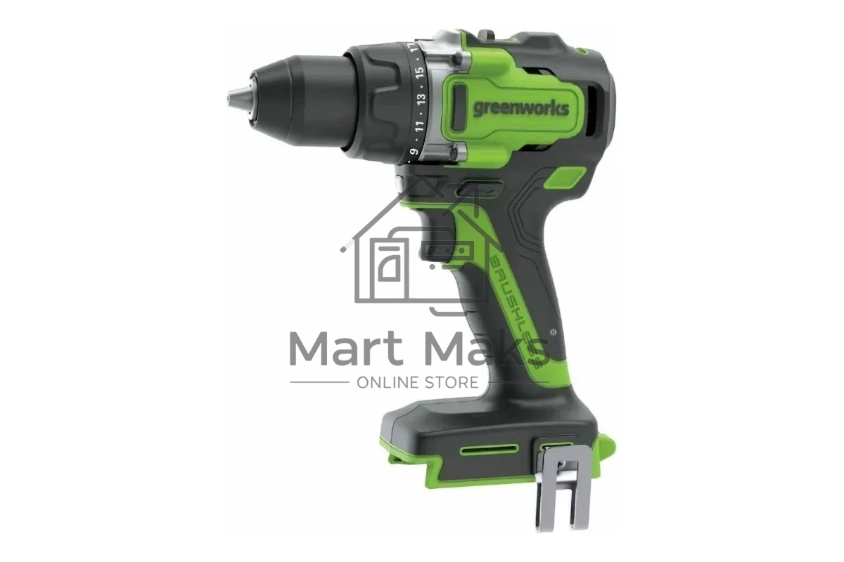 Дрель-шуруповерт GREENWORKS GD24DD140, Аккумуляторная, 24В, Без АКБ и ЗУ