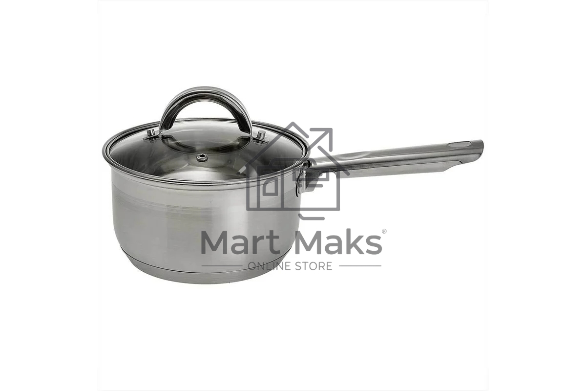 Ковш WEBBER BE-127/2 2,1 л со стеклянной крышкой, 16х9,5 см, нержавеющая сталь