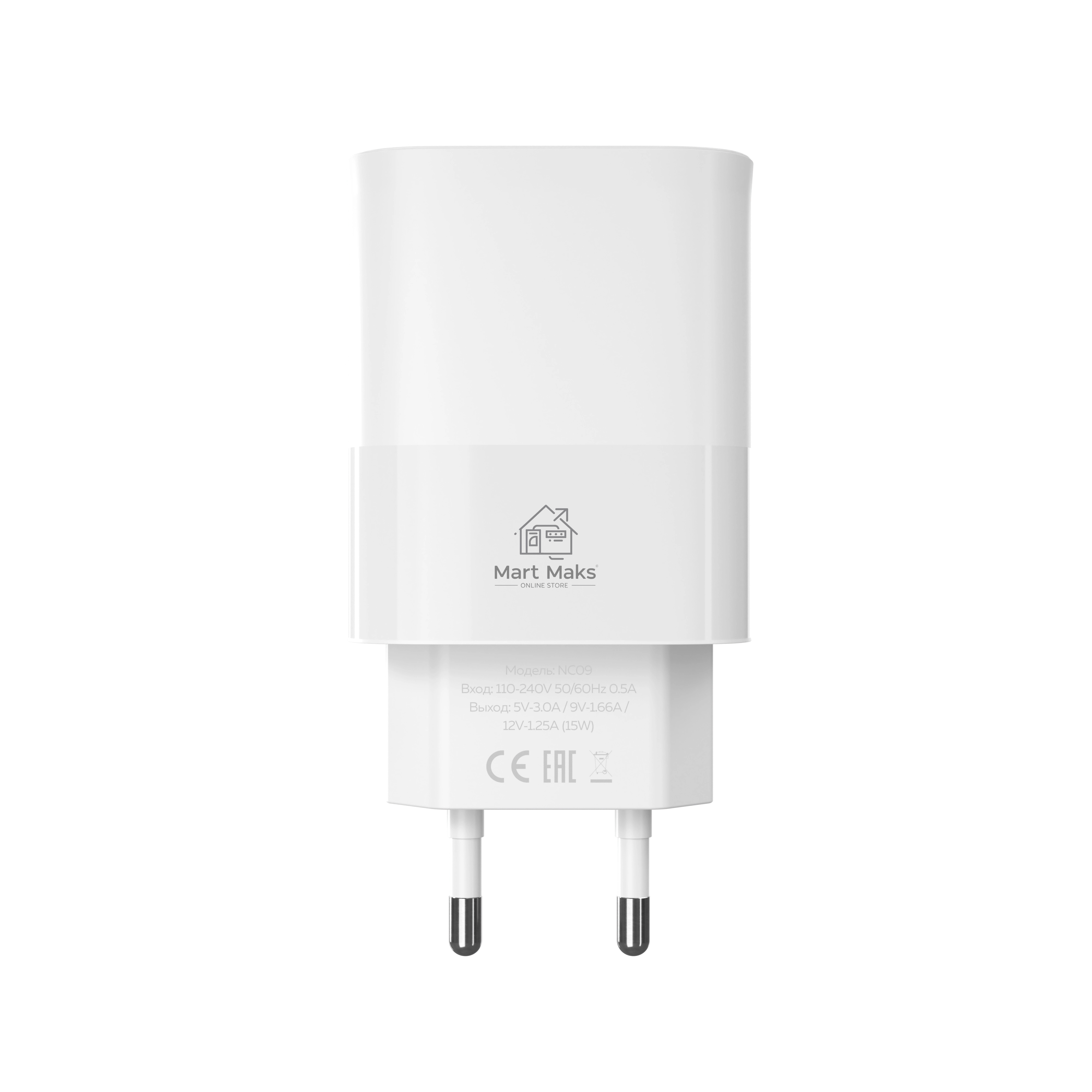 Зарядное устройство MORE CHOICE (4620202553379) NC09 1USB 3.0A QC3.0 15W, белый