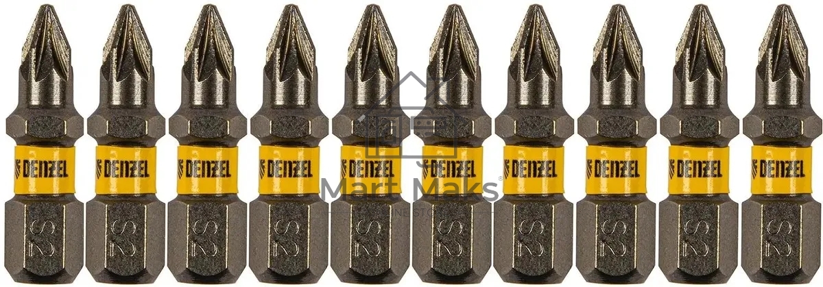 Набор бит Denzel PZ1х25, сталь S2, шестигранный профиль, 10 шт.