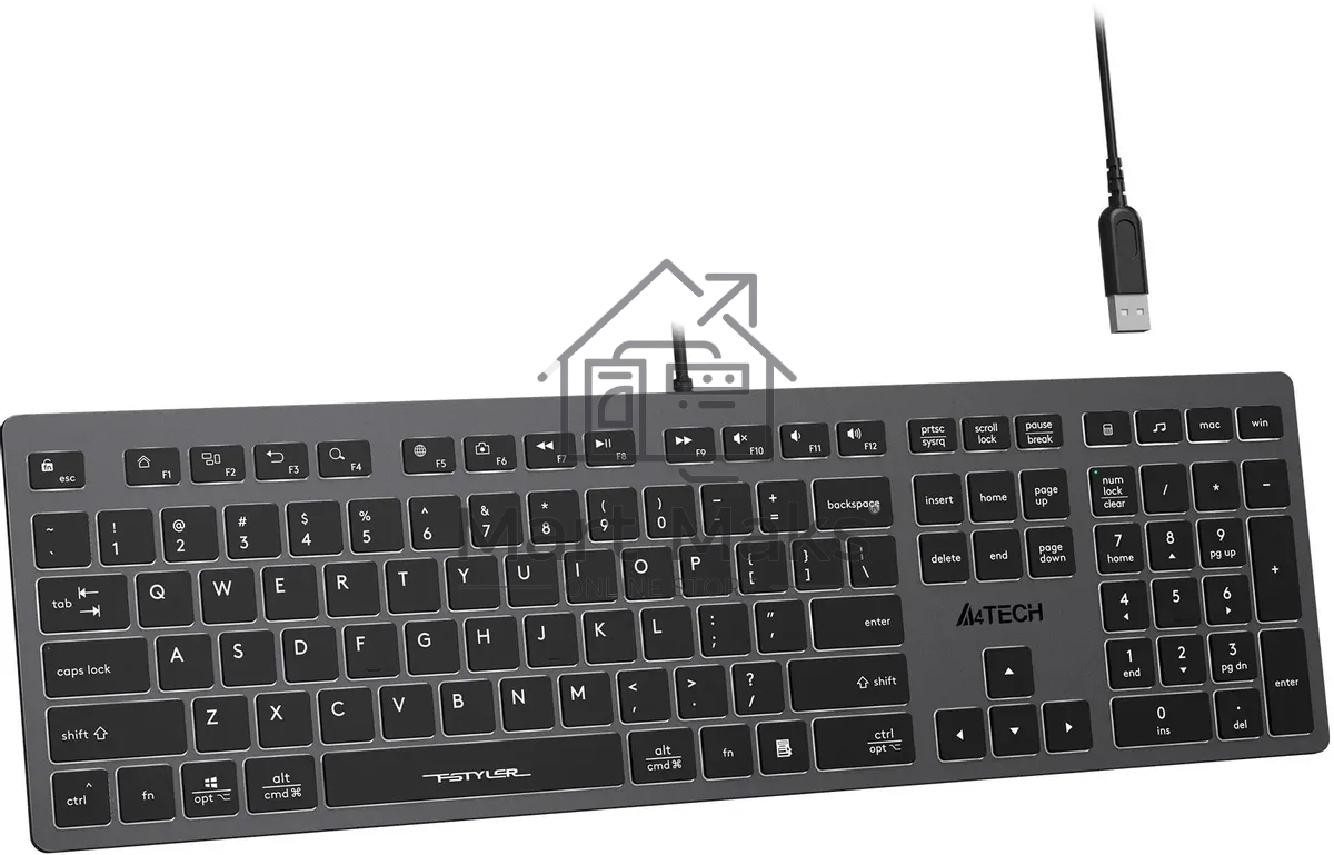 Клавиатура A4Tech Fstyler FX60H проводная, USB, серый/белый