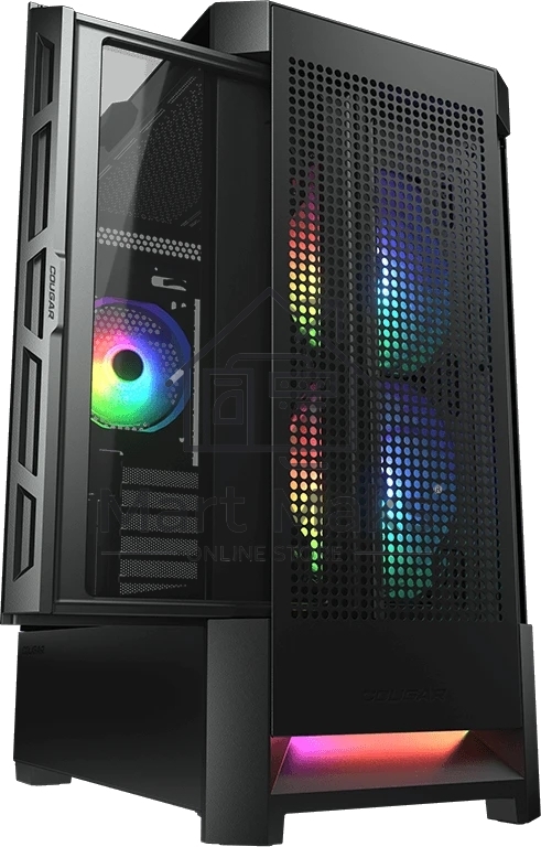 Компьютерный корпус Cougar Airface RGB Black, 2х140мм + 1x120mm ARGB Fan, ARGB Fan Hub, без БП, черный, ATX