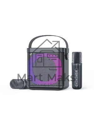 Переносная караоке система TRS2406 iconBIT K702B Колонка 10Вт, 2 микрофона Bluetooth, подсвктка, с аккумулятор в колонке 1500mah и микрофонах, 16*12*16.7 CM, черный