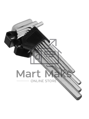 Набор ключей имбусовых, HEX, 1,5-10 мм, CrV, 9 шт., удлиненные Denzel