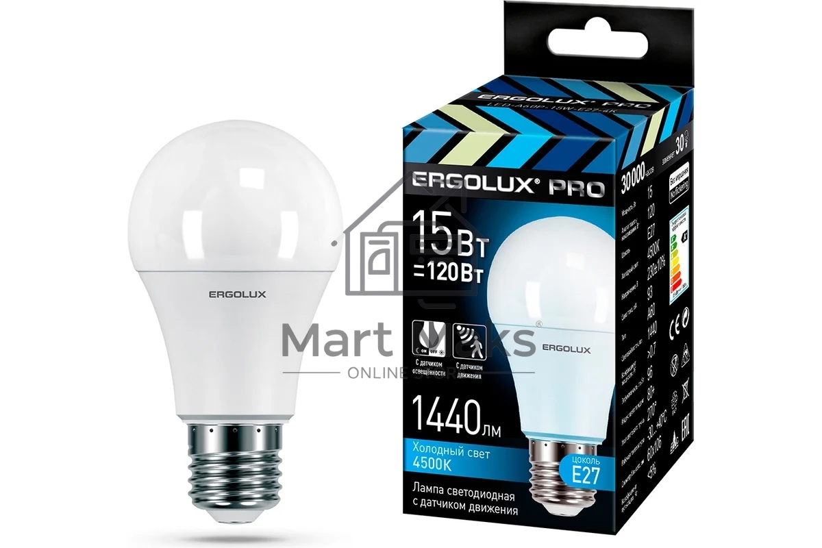 Лампа светодиодная ERGOLUX (14763) LED-A60P-15W-E27-4K PRO
