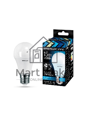 Лампа светодиодная ERGOLUX (14763) LED-A60P-15W-E27-4K PRO