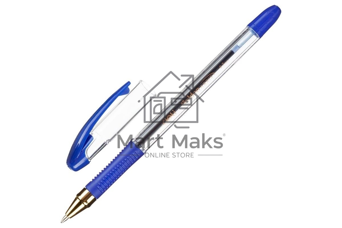 Ручка шариковая Deli Arris Golden CQ40-BL прозрачный, d=0.7мм, синие чернила
