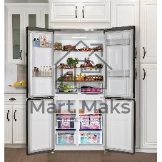 Холодильник LEX LCD450SsGID серый трехкамерный 288/129л морозилка снизу, No Frost, Side-by-Side