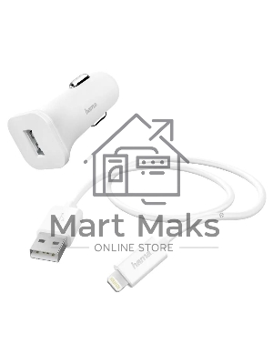 Автомобильное зарядное устройство Hama H-183291 1A кабель Apple Lightning белый