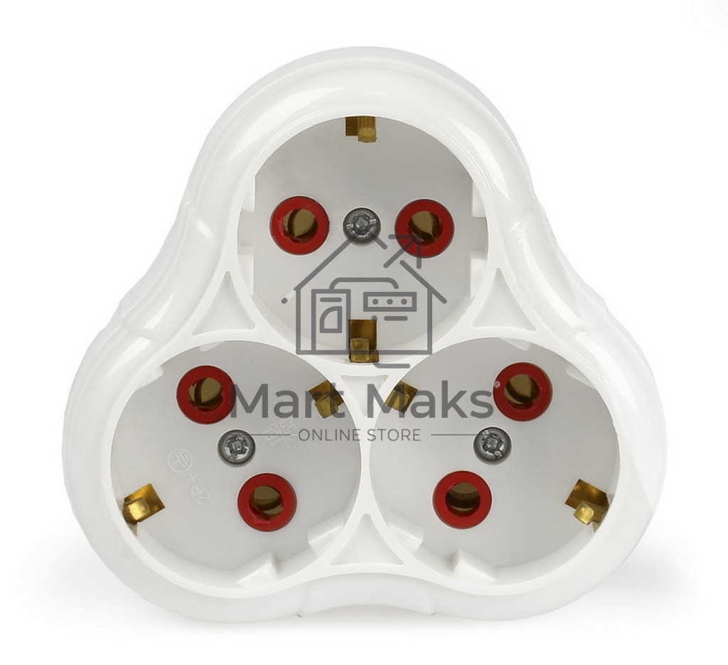 Тройник Smartbuy (SBE-16-A01-3z) 3 гнезда с заземлением круглый белый 16А 250В