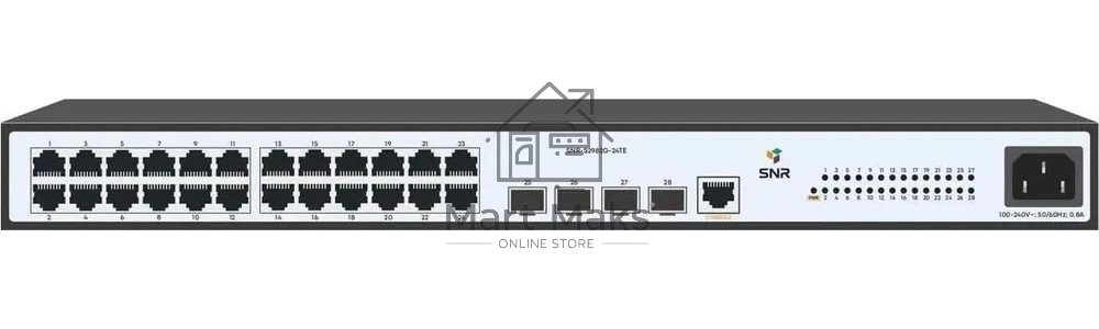 Коммутатор SNR SNR-S2982G-24TE, 24×1 Гбит/с + 4×1 Гбит/с SFP, управляемый