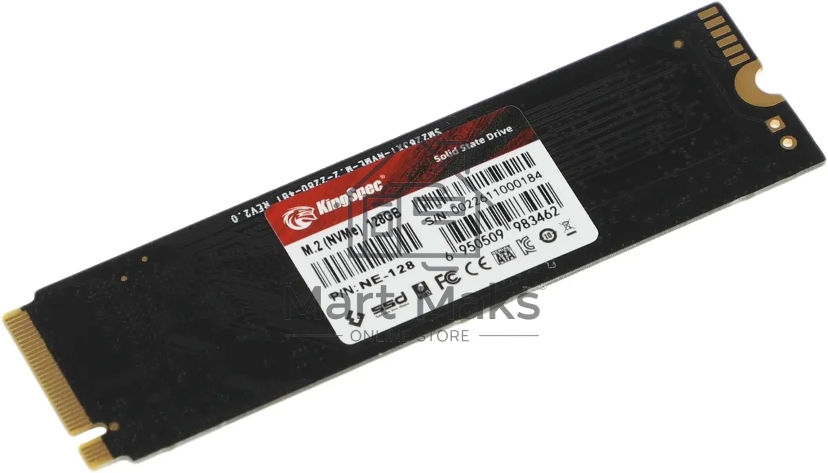 Накопитель SSD KingSpec NE-128, 128GB, PCIe 3.0 x4, M.2 2280, R/W 1800/600