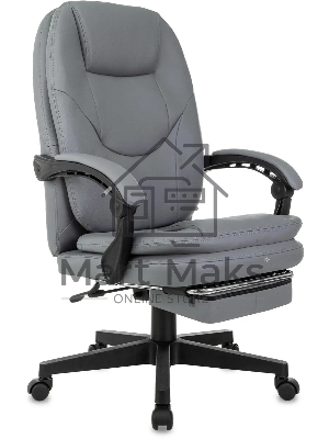 Кресло руководителя Бюрократ CH-868N-F серый, эко.кожа, крестов. пластик, подст. для ног