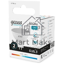 Лампа светодиодная Gauss Elementary 13521 11Вт цок.:GU5.3 софит 180B св.свеч.бел.нейт. MR16 (упак.:10шт)