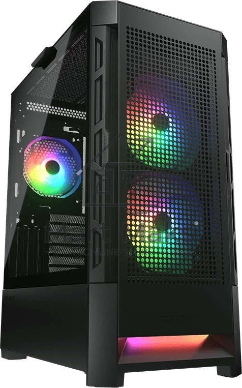 Компьютерный корпус Cougar Airface RGB Black, 2х140мм + 1x120mm ARGB Fan, ARGB Fan Hub, без БП, черный, ATX
