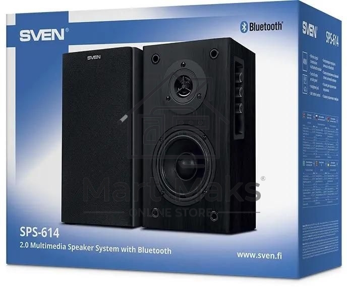 Акустическая система SVEN SPS-614 2.0 (2x20W, Bluetooth, дерево, black)