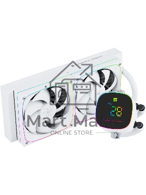 Система жидкостного охлаждения Thermalright Frozen Horizon 240 Digital (240мм, LED temp., White, ARGB/Fans: 2x120мм, 68.9CFM, 28.2dBA, 2000RPM/Pump height 53.2мм, Rad thickness 27мм/S: 1700, 1200, 1851, 115X, AM5, AM4)
