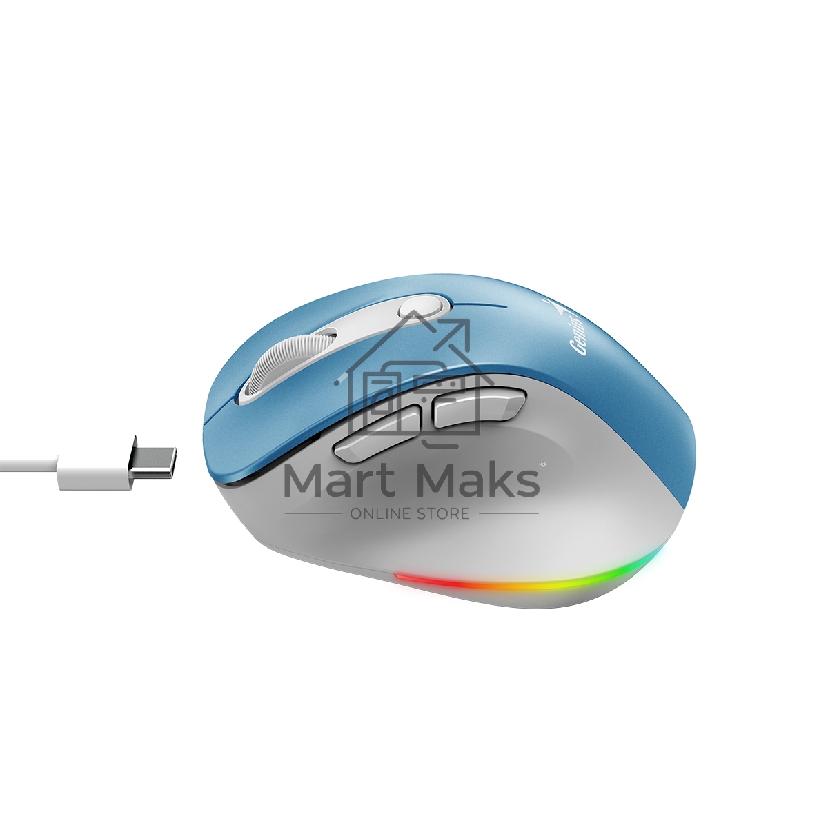 Мышь беспроводная Genius Ergo 9000S Pro светло-голубой, 2400 dpi, радиоканал, Bluetooth, USB, кнопки - 6