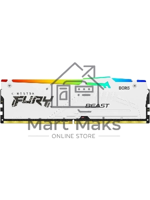 Оперативная память Kingston Fury Beast, DDR5, 16Gb (1x16Gb), 6400MHz, CL32, DIMM, с радиатором, RGb, белый