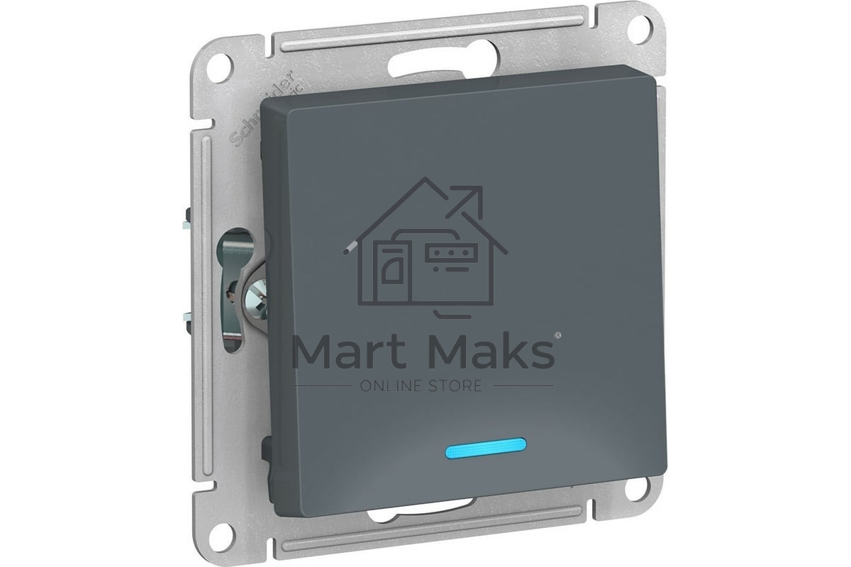 Механизм выключателя 1-кл. СП AtlasDesign 10А IP20 (сх. 1а) 10AX с подсветкой грифель