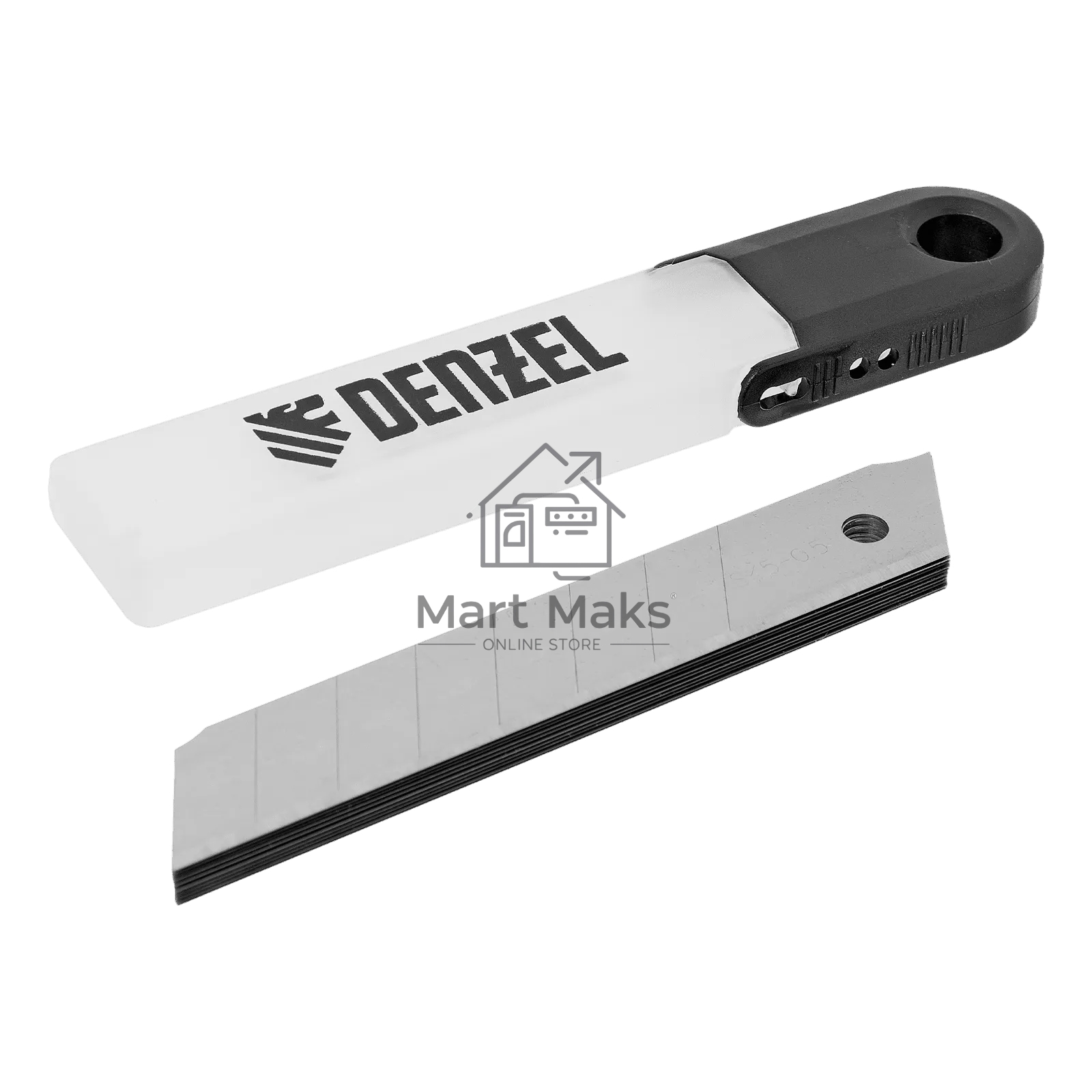 Лезвия Denzel 18 мм, сталь SK5 - 0,5 мм, 10 штук