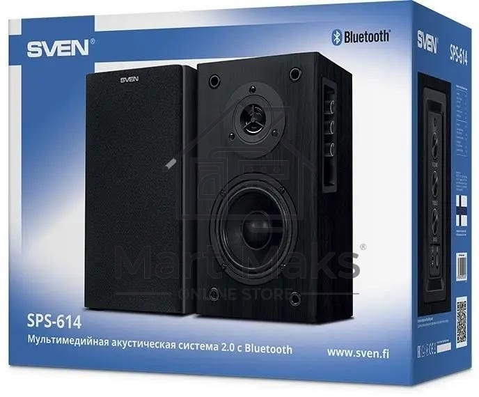 Акустическая система SVEN SPS-614 2.0 (2x20W, Bluetooth, дерево, black)