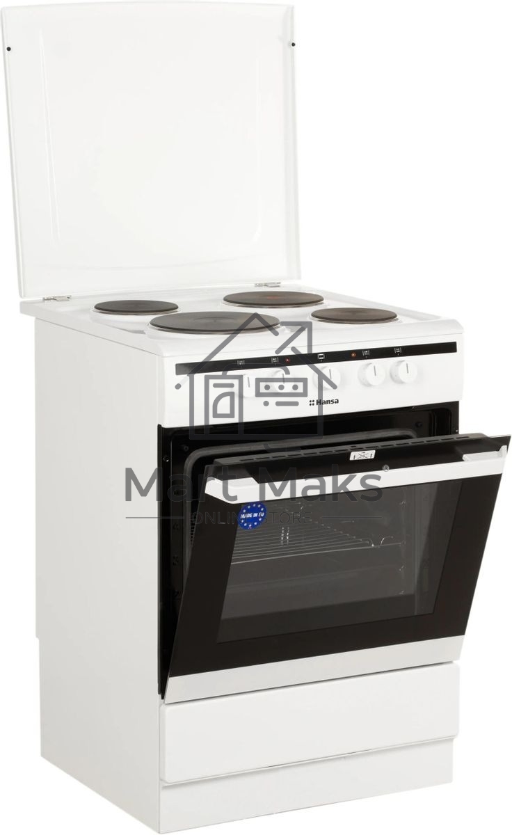 Плита электрическая Hansa FCEW63010 белый, конфорок 4 шт, духовка 69 л, 60 см x 85 см x 60 см