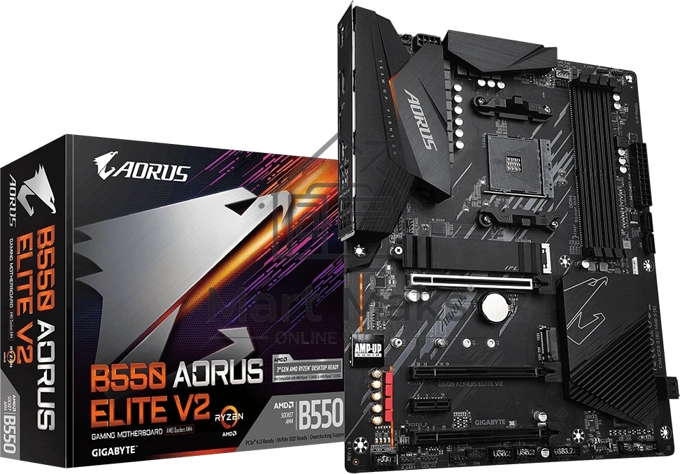 Материнская плата Gigabyte B550 AORUS ELITE V2, AM4, AMD B550, 4xDDR4, 4xSATA, 2xM.2, 1xPCIe 4.0 x16, 1xPCIe 3.0 x16, 2xPCIe 3.0 x1, 1xHDMI, 1xDP, 1x2.5Gb LAN, 1xUSB-C 10Gbps, 4xUSB-A 10Gbps, 4xUSB-A 5Gbps, 2xUSB-A 2.0, 3x3.5 мм, 7.1, ATX