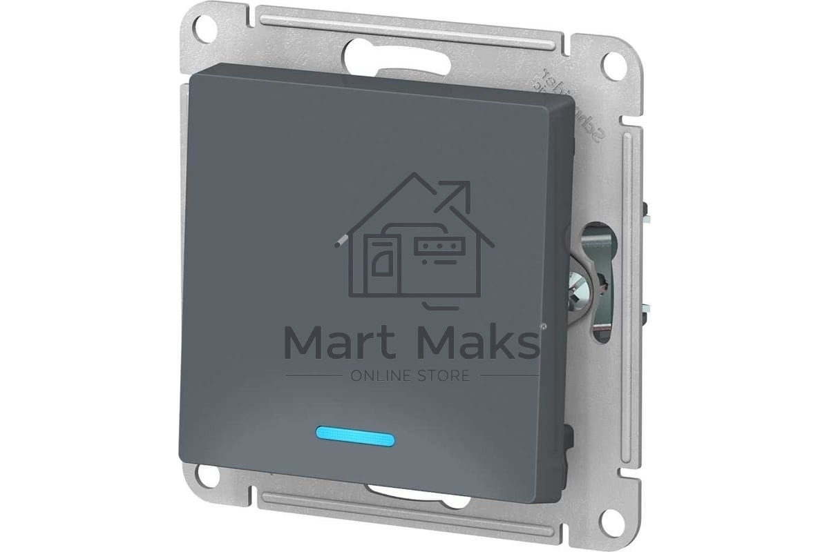 Механизм выключателя 1-кл. СП AtlasDesign 10А IP20 (сх. 1а) 10AX с подсветкой грифель