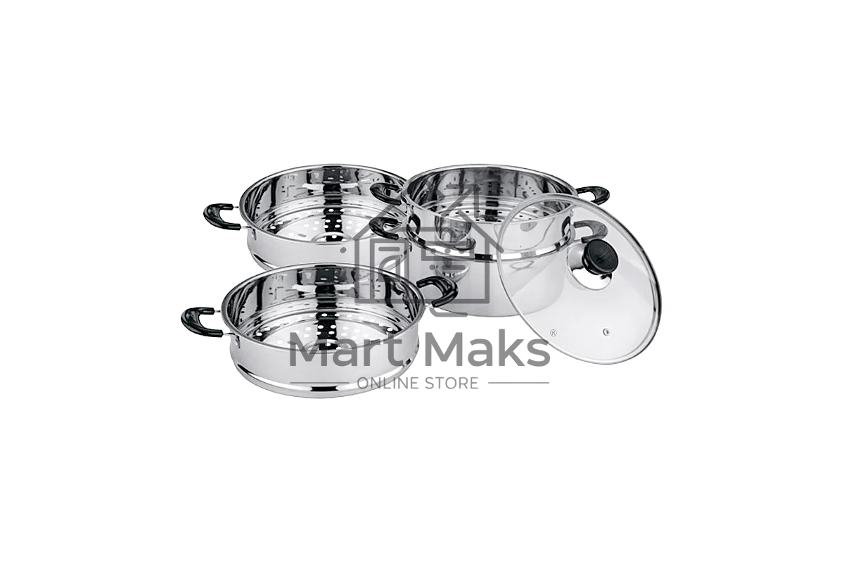 Мантоварка-пароварка WEBBER BE-083 8 л, 26 см, нержавеющая сталь, 4 уровня