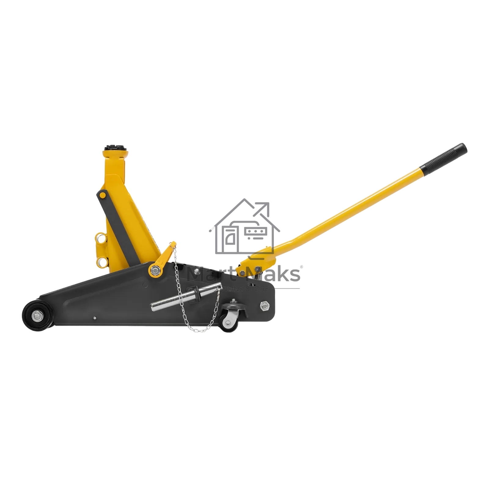 Домкрат гидравлический подкатной с фиксатором Denzel 2,8 т, 135-385 мм