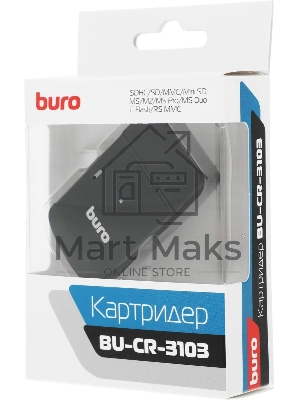 Кард-ридер Buro BU-CR-3103/черный/MMC/MS/MS Duo/MS Micro M2/MS Pro/RS-MMC/SD/SDHC/TF/mini-SD/USB 2.0/пластик