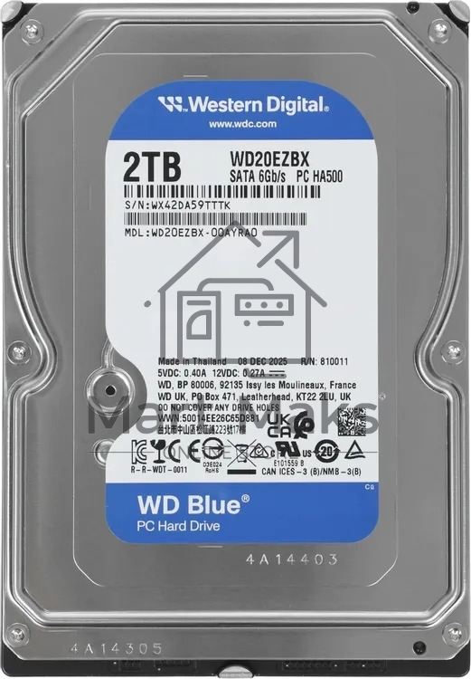 Жесткий диск HDD WD Blue 2Tb 7200rpm SATA 256Mb 3.5